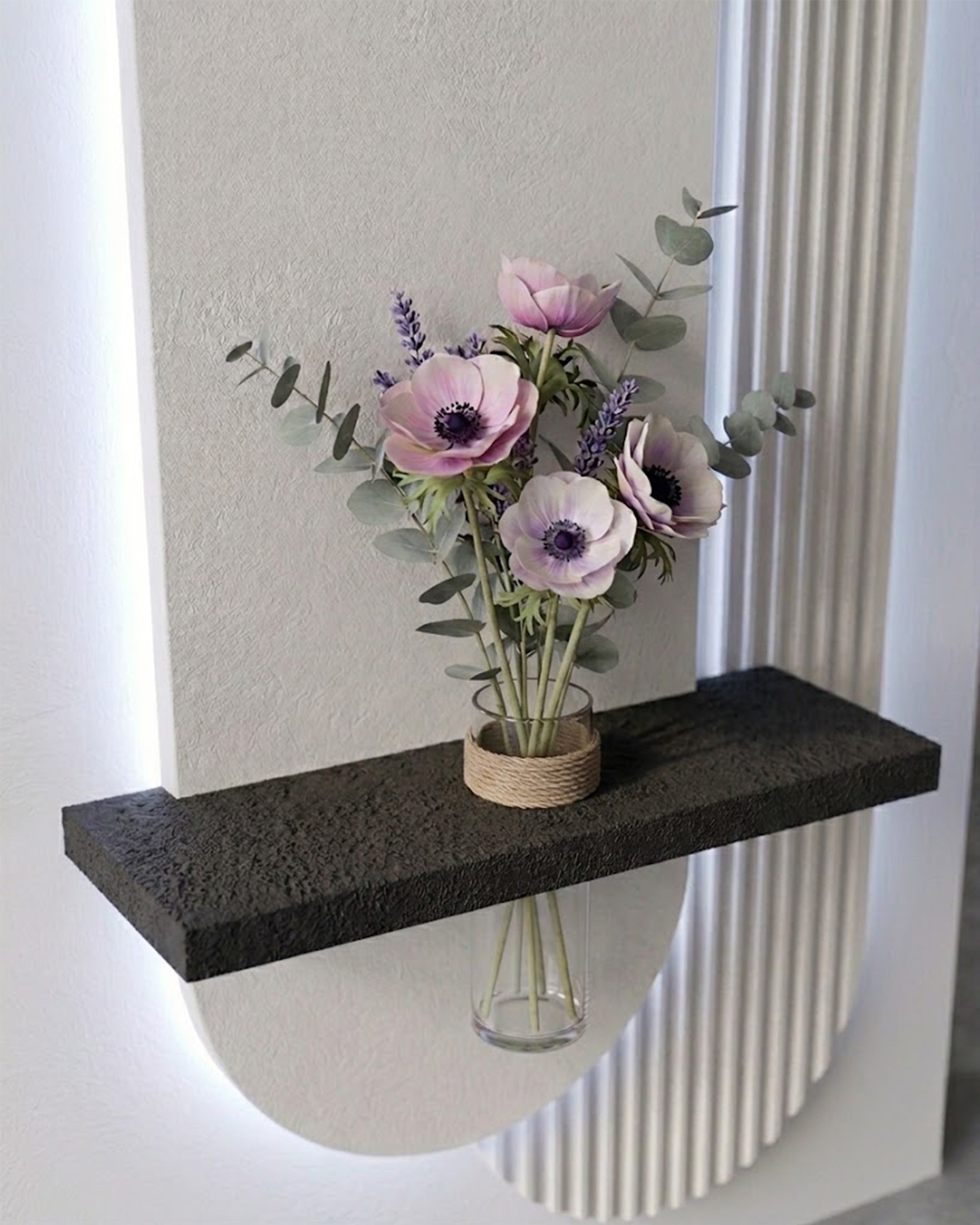 40×90 CM Oval Modern Ledli Duvar Tablosu | Dekoratif Panel | Gizli Aydınlatmalı | Pütürlü Doku