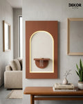 50×90 CM Oval Modern Ledli Duvar Tablosu | Dekoratif Panel | Gizli Aydınlatmalı | Pütürlü Doku