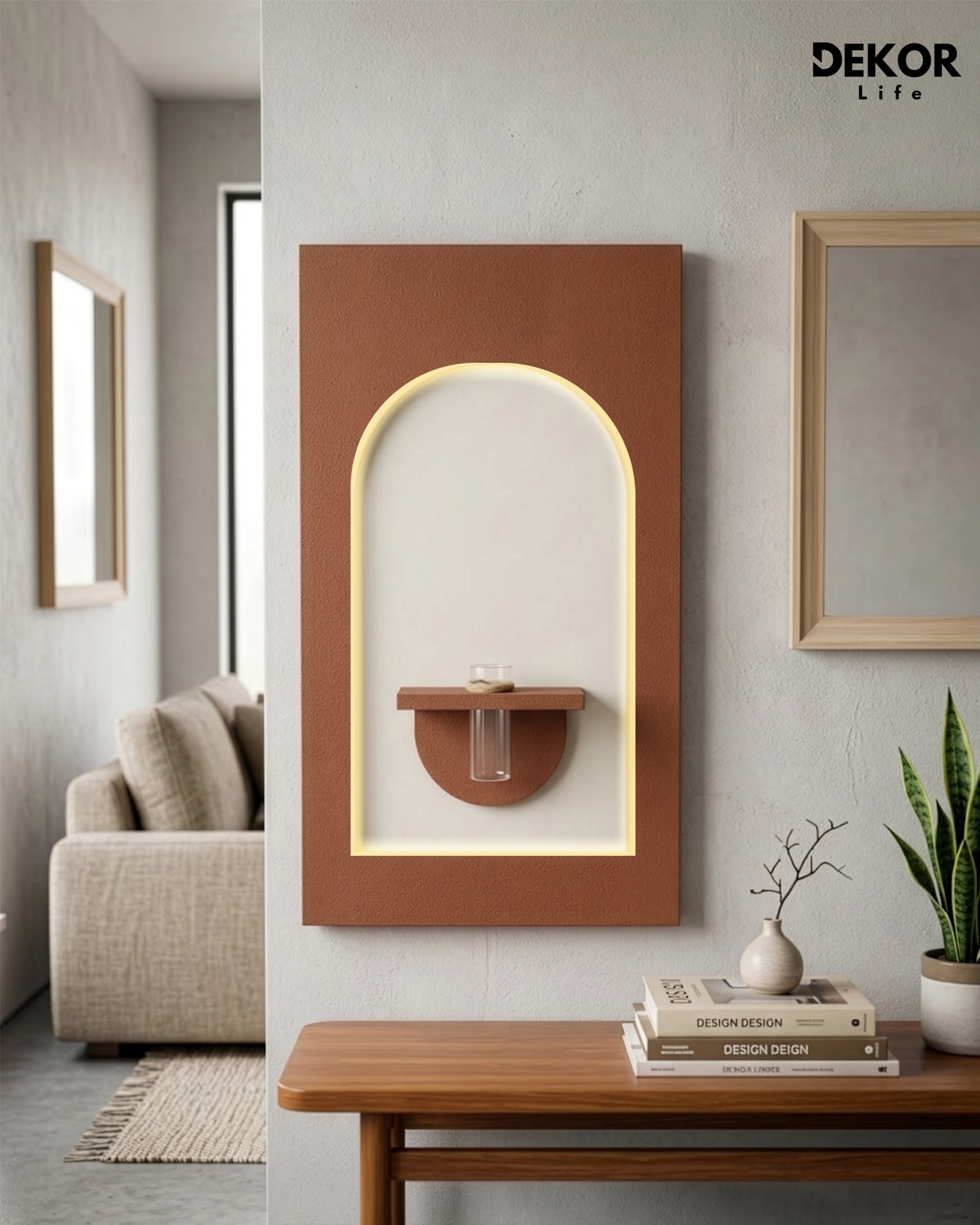 50×90 CM Oval Modern Ledli Duvar Tablosu | Dekoratif Panel | Gizli Aydınlatmalı | Pütürlü Doku