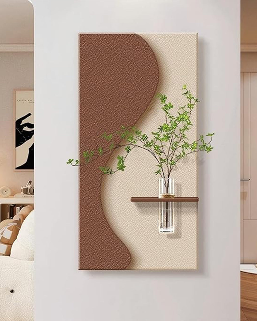 Pilli LED’li İskandinav Tarzı Dekoratif Duvar Tablosu 40x70 cm Pütürlü Doku