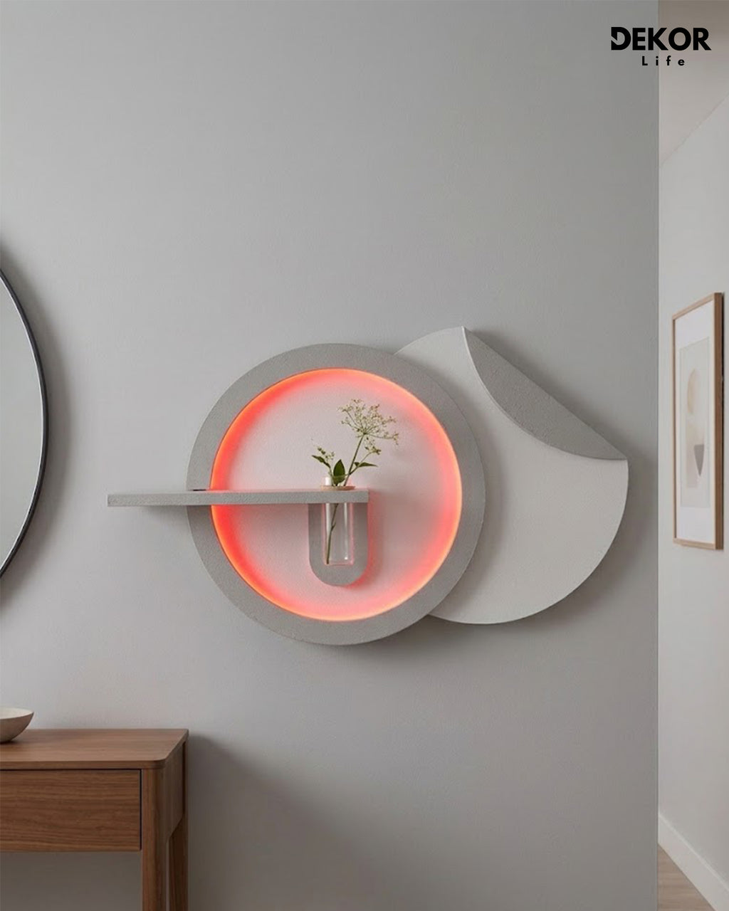 50×85 CM Oval Modern Ledli Duvar Tablosu | Dekoratif Panel | Gizli Aydınlatmalı | Pütürlü Doku