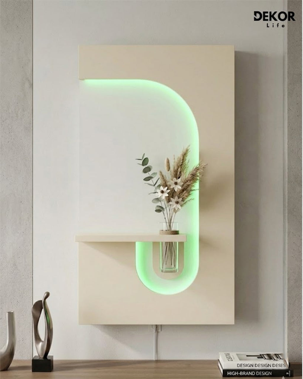 50×90 CM Oval Modern Ledli Duvar Tablosu | Dekoratif Panel | Gizli Aydınlatmalı | Pütürlü Doku