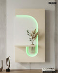 50×90 CM Oval Modern Ledli Duvar Tablosu | Dekoratif Panel | Gizli Aydınlatmalı | Pütürlü Doku
