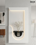 50×90 CM Oval Modern Ledli Duvar Tablosu | Dekoratif Panel | Gizli Aydınlatmalı | Pütürlü Doku