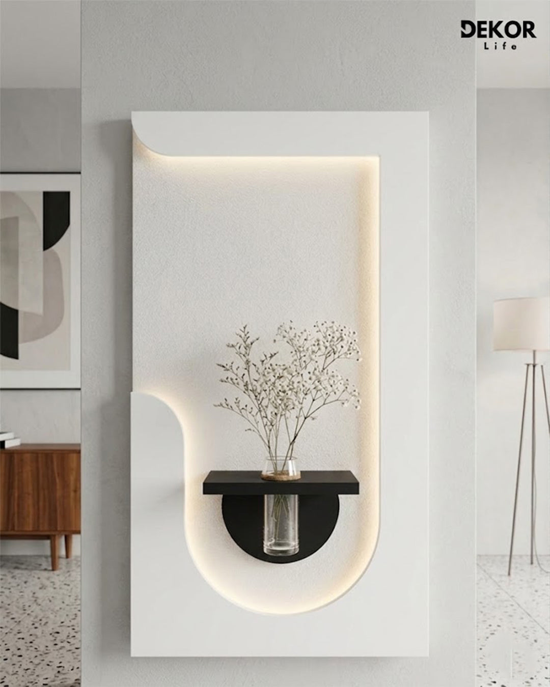 50×90 CM Oval Modern Ledli Duvar Tablosu | Dekoratif Panel | Gizli Aydınlatmalı | Pütürlü Doku
