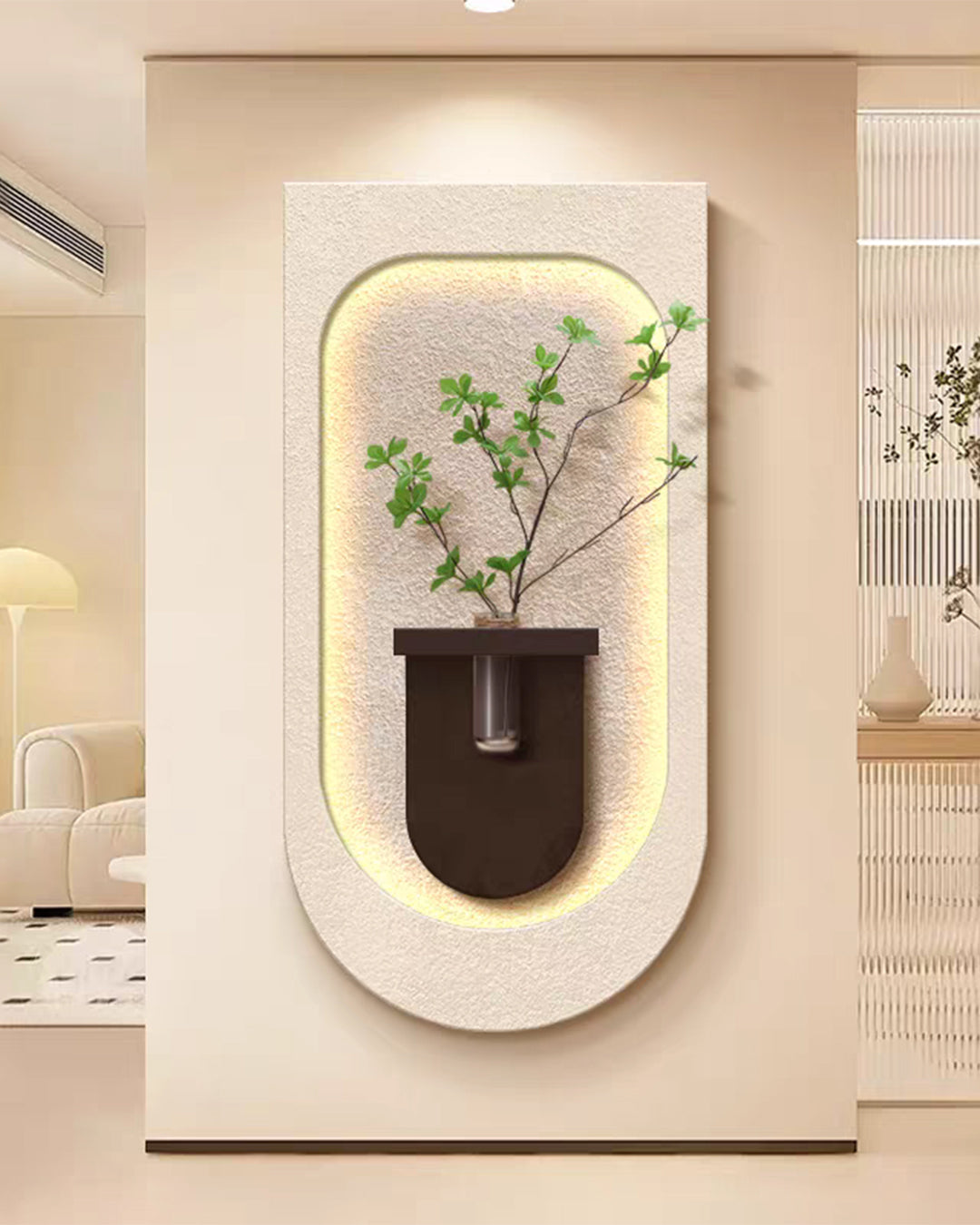 Pilli LED’li İskandinav Tarzı Dekoratif Duvar Tablosu 40x70 cm Pütürlü Doku