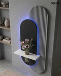 40×90 CM Oval Modern Ledli Duvar Tablosu | Dekoratif Panel | Gizli Aydınlatmalı | Pütürlü Doku