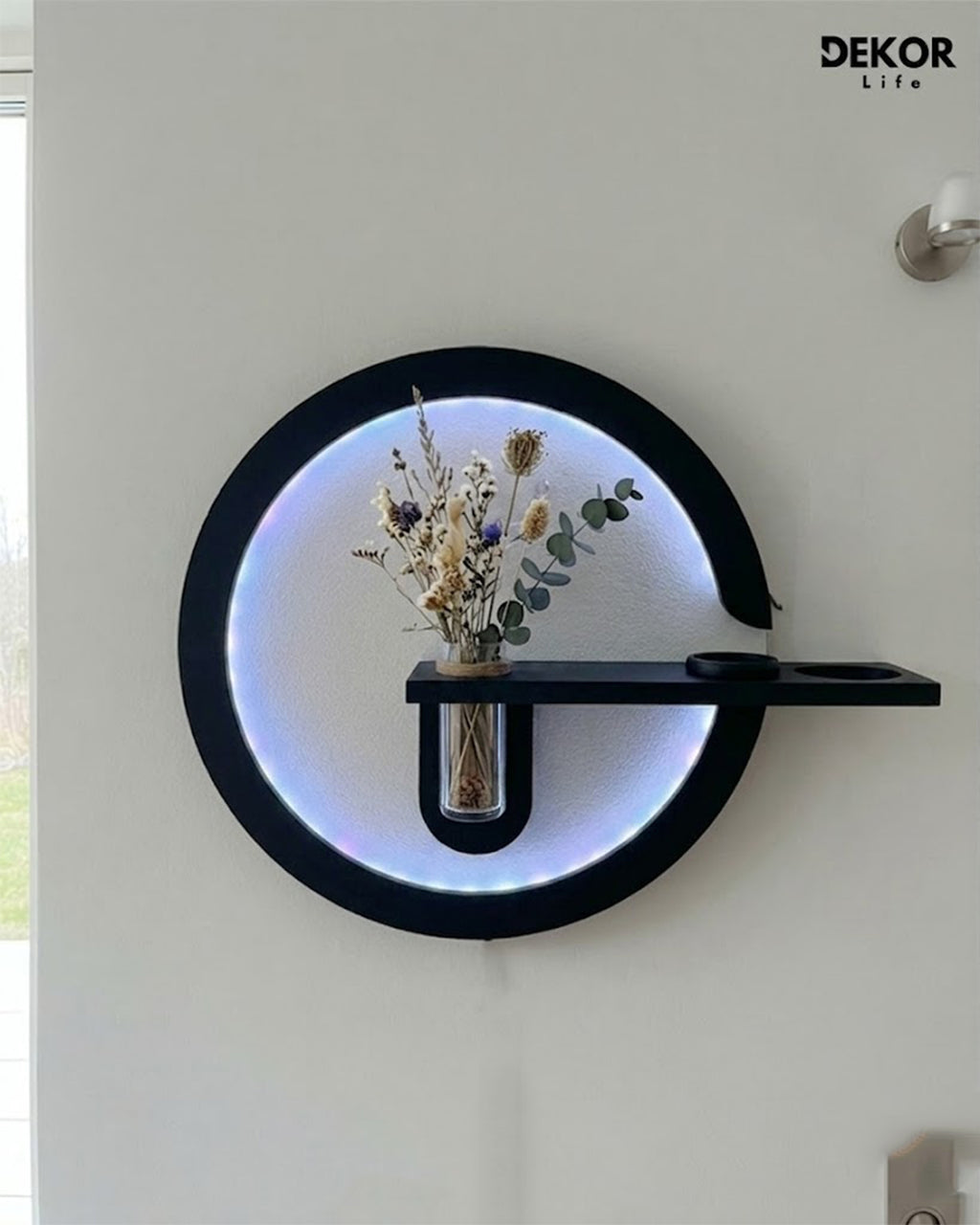 50×85 CM Oval Modern Ledli Duvar Tablosu | Dekoratif Panel | Gizli Aydınlatmalı | Pütürlü Doku