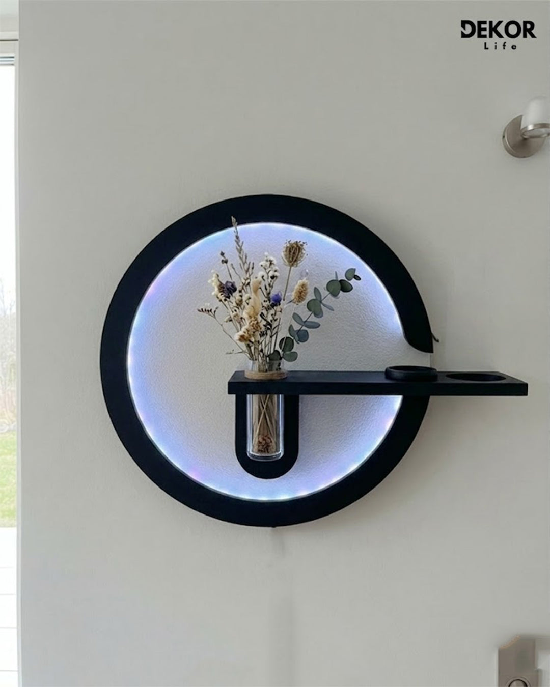 50×85 CM Oval Modern Ledli Duvar Tablosu | Dekoratif Panel | Gizli Aydınlatmalı | Pütürlü Doku