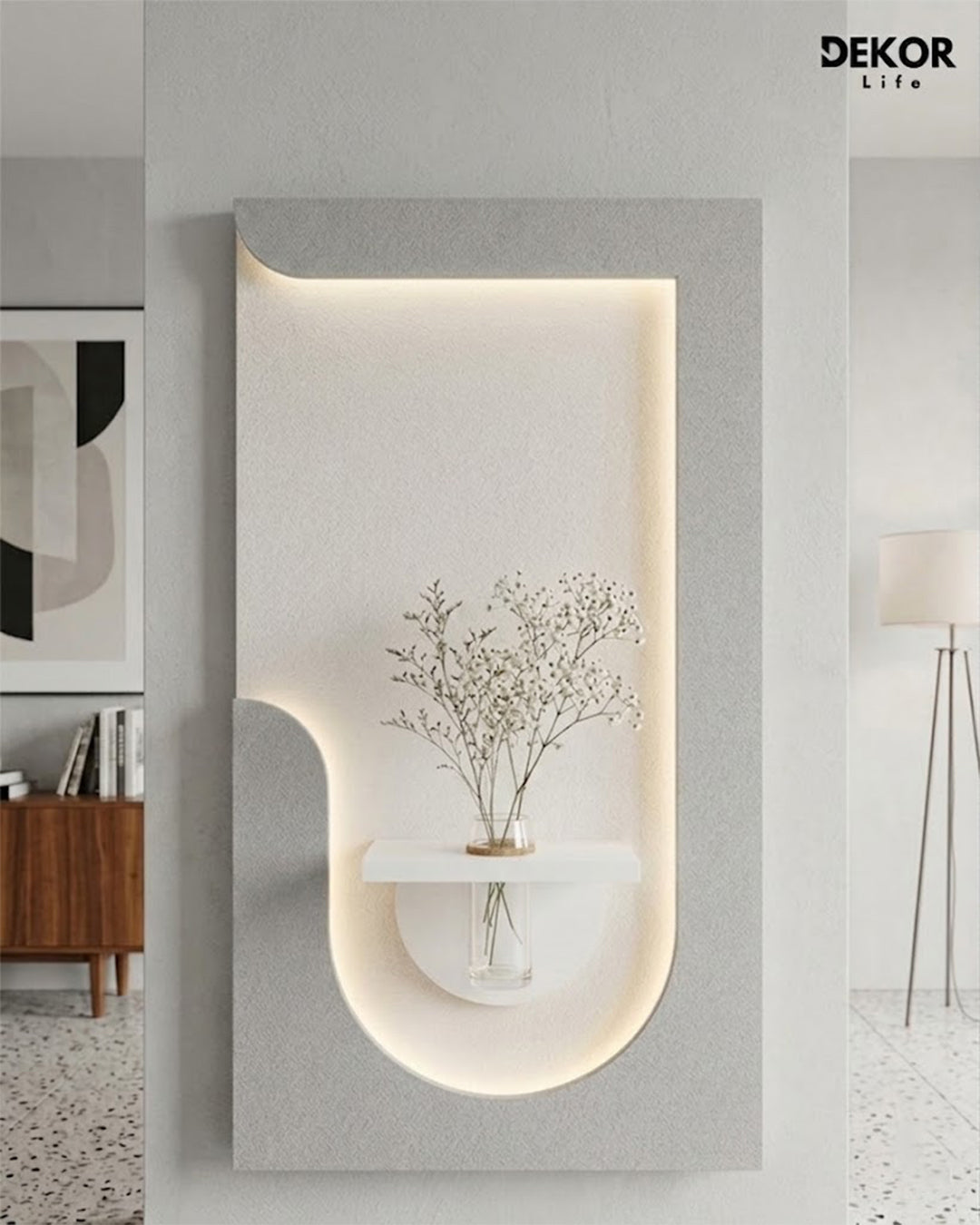 50×90 CM Oval Modern Ledli Duvar Tablosu | Dekoratif Panel | Gizli Aydınlatmalı |  Pütürlü Doku