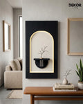 50×90 CM Oval Modern Ledli Duvar Tablosu | Dekoratif Panel | Gizli Aydınlatmalı | Pütürlü Doku