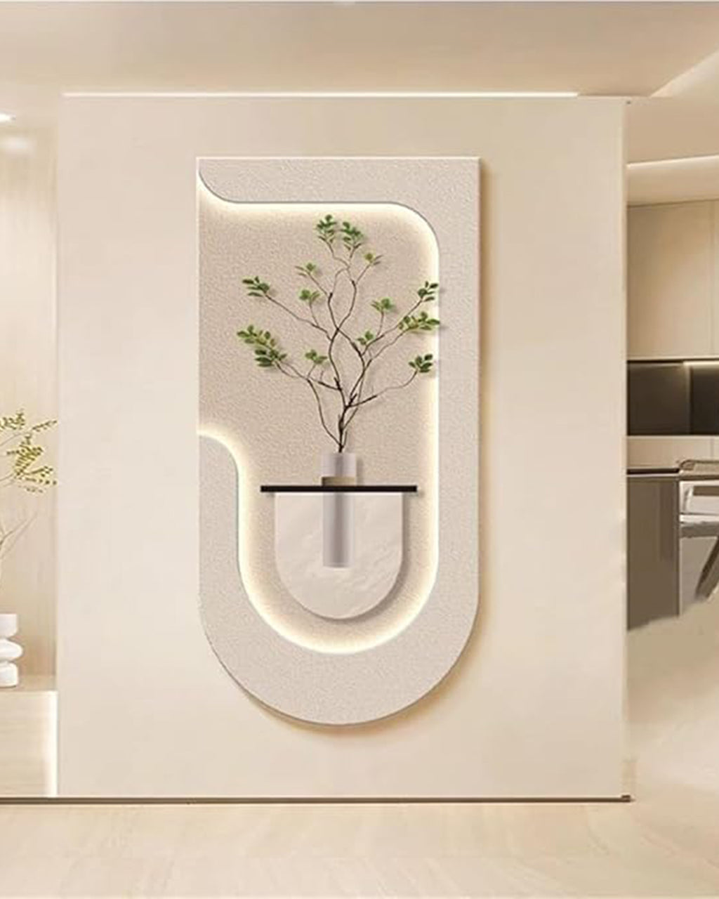 Pilli LED’li İskandinav Tarzı Dekoratif Duvar Tablosu 40x70 cm Pütürlü Doku