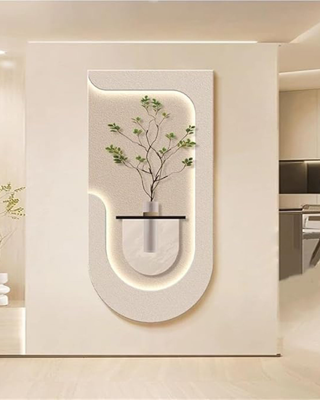 Pilli LED’li İskandinav Tarzı Dekoratif Duvar Tablosu 40x70 cm Pütürlü Doku