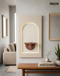 50×90 CM Oval Modern Ledli Duvar Tablosu | Dekoratif Panel | Gizli Aydınlatmalı | Pütürlü Doku