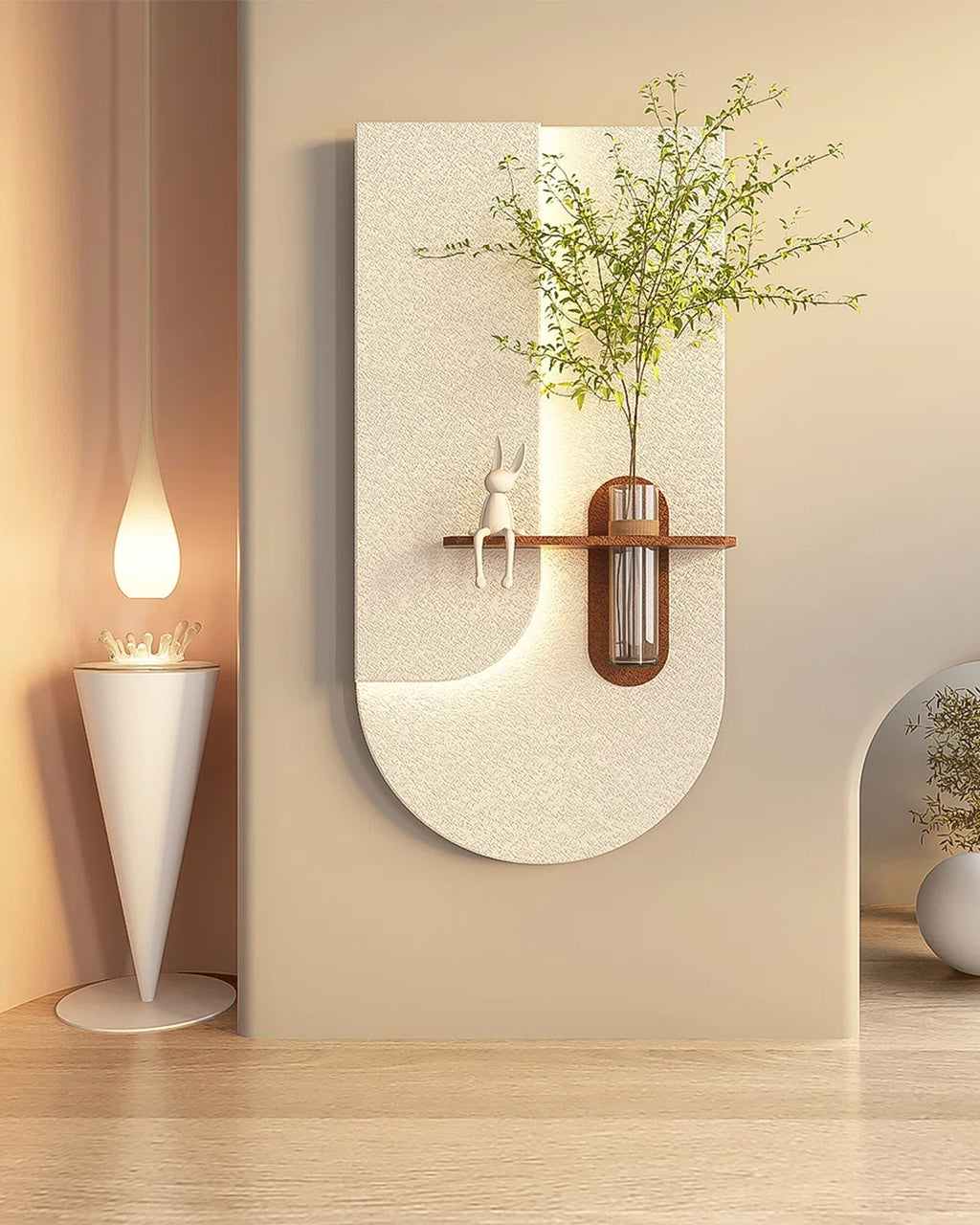 Pilli LED’li İskandinav Tarzı Dekoratif Duvar Tablosu 40x70 cm Pütürlü Doku
