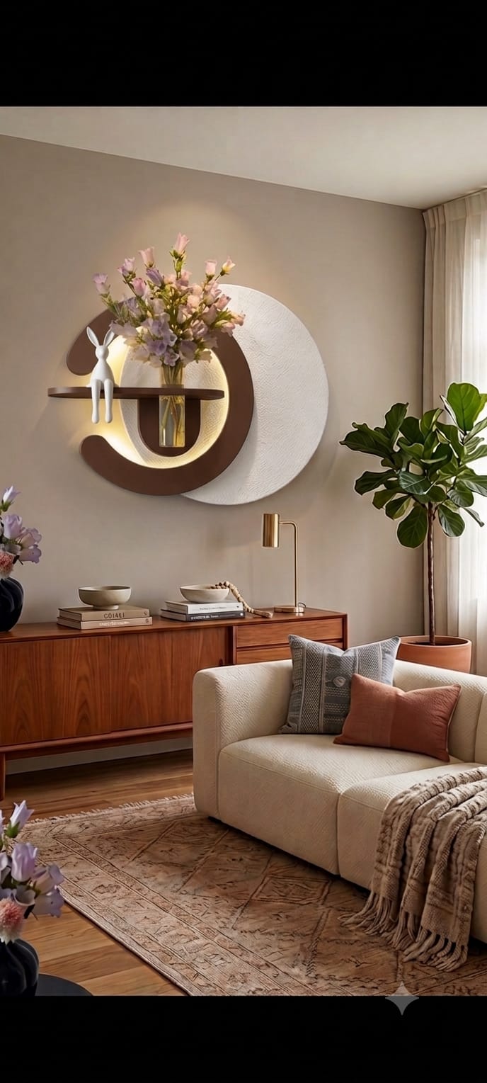 50×85 CM Oval Modern Ledli Duvar Tablosu | Dekoratif Panel | Gizli Aydınlatmalı | Pütürlü Doku