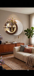 50×85 CM Oval Modern Ledli Duvar Tablosu | Dekoratif Panel | Gizli Aydınlatmalı | Pütürlü Doku