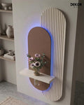 40×90 CM Oval Modern Ledli Duvar Tablosu | Dekoratif Panel | Gizli Aydınlatmalı | Pütürlü Doku