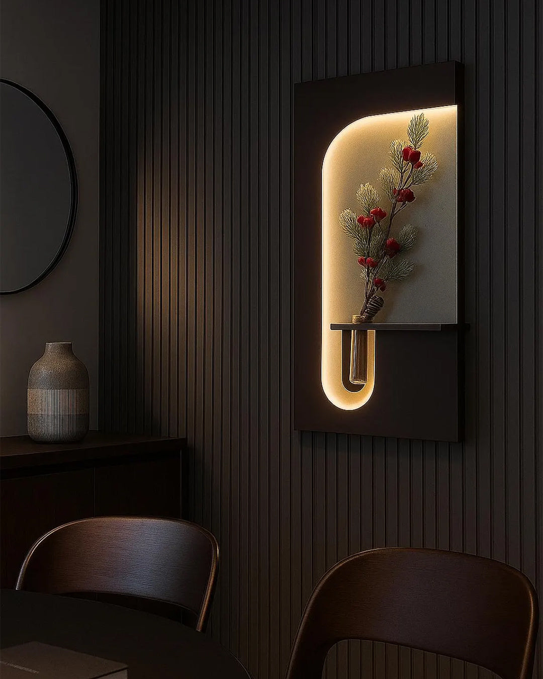 Pilli LED’li İskandinav Tarzı Dekoratif Duvar Tablosu 40x70 cm Pütürlü Doku