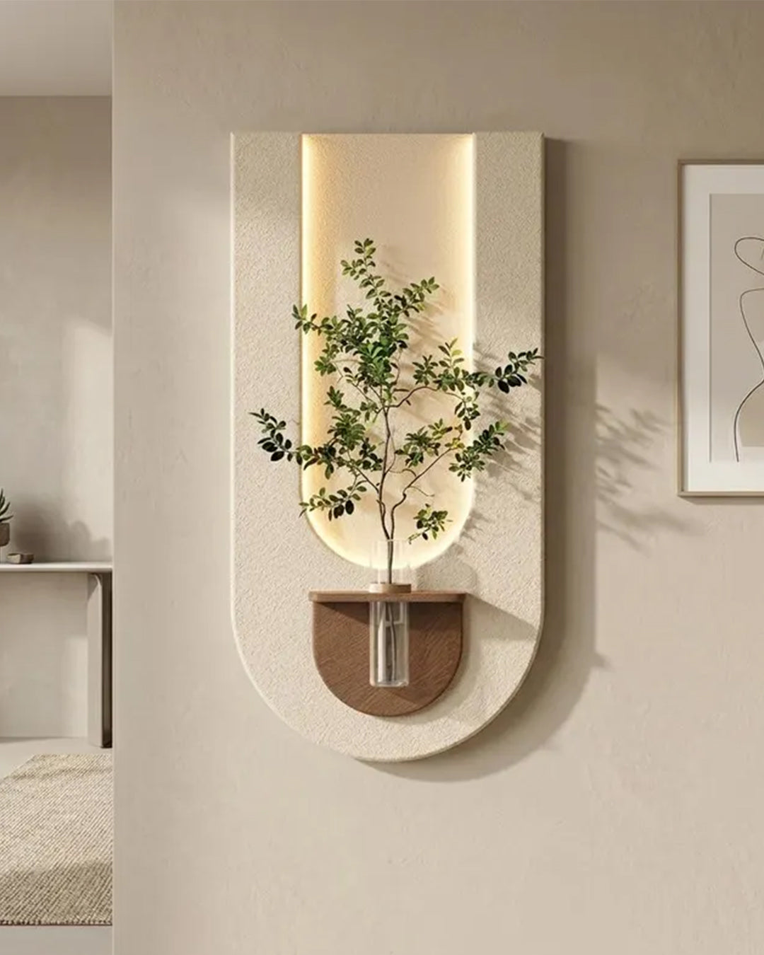 Pilli LED’li İskandinav Tarzı Dekoratif Duvar Tablosu 40x70 cm Pütürlü Doku