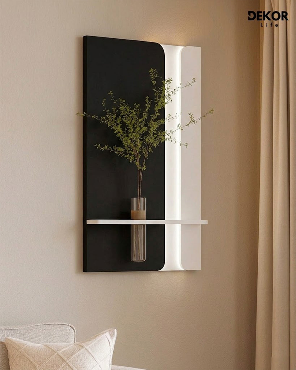 50×90 CM Oval Modern Ledli Duvar Tablosu | Dekoratif Panel | Gizli Aydınlatmalı | Pütürlü Doku