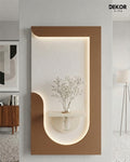 50×90 CM Oval Modern Ledli Duvar Tablosu | Dekoratif Panel | Gizli Aydınlatmalı | Pütürlü Doku