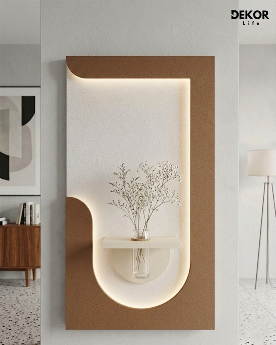 50×90 CM Oval Modern Ledli Duvar Tablosu | Dekoratif Panel | Gizli Aydınlatmalı | Pütürlü Doku