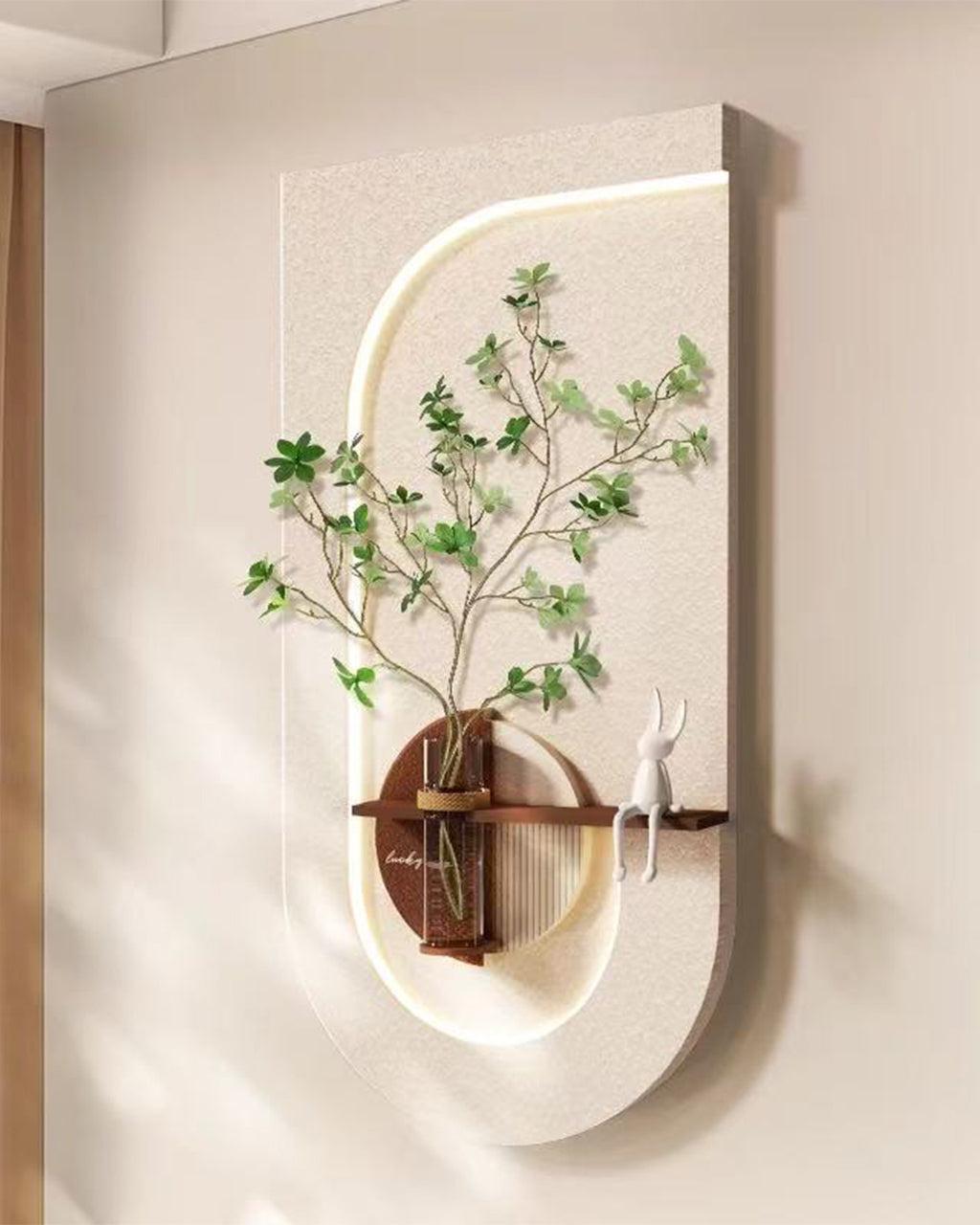 Pilli LED’li İskandinav Tarzı Dekoratif Duvar Tablosu 40x70 cm Pütürlü Doku