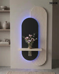 40×90 CM Oval Modern Ledli Duvar Tablosu | Dekoratif Panel | Gizli Aydınlatmalı | Pütürlü Doku
