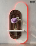 40×90 CM Oval Modern Ledli Duvar Tablosu | Dekoratif Panel | Gizli Aydınlatmalı | Pütürlü Doku