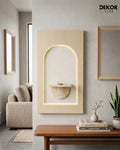 50×90 CM Oval Modern Ledli Duvar Tablosu | Dekoratif Panel | Gizli Aydınlatmalı | Pütürlü Doku