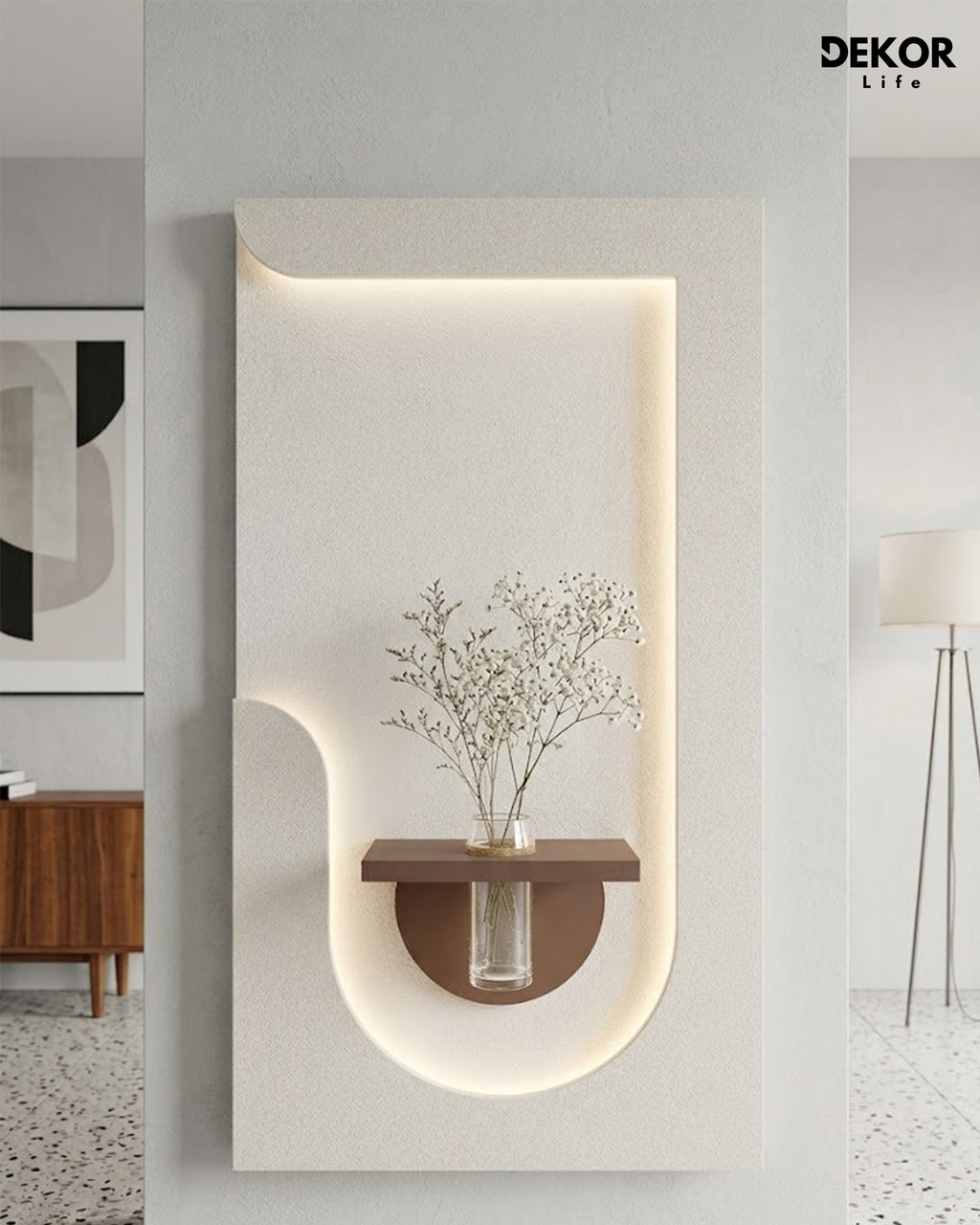 50×90 CM Oval Modern Ledli Duvar Tablosu | Dekoratif Panel | Gizli Aydınlatmalı | Pütürlü Doku