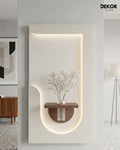50×90 CM Oval Modern Ledli Duvar Tablosu | Dekoratif Panel | Gizli Aydınlatmalı | Pütürlü Doku