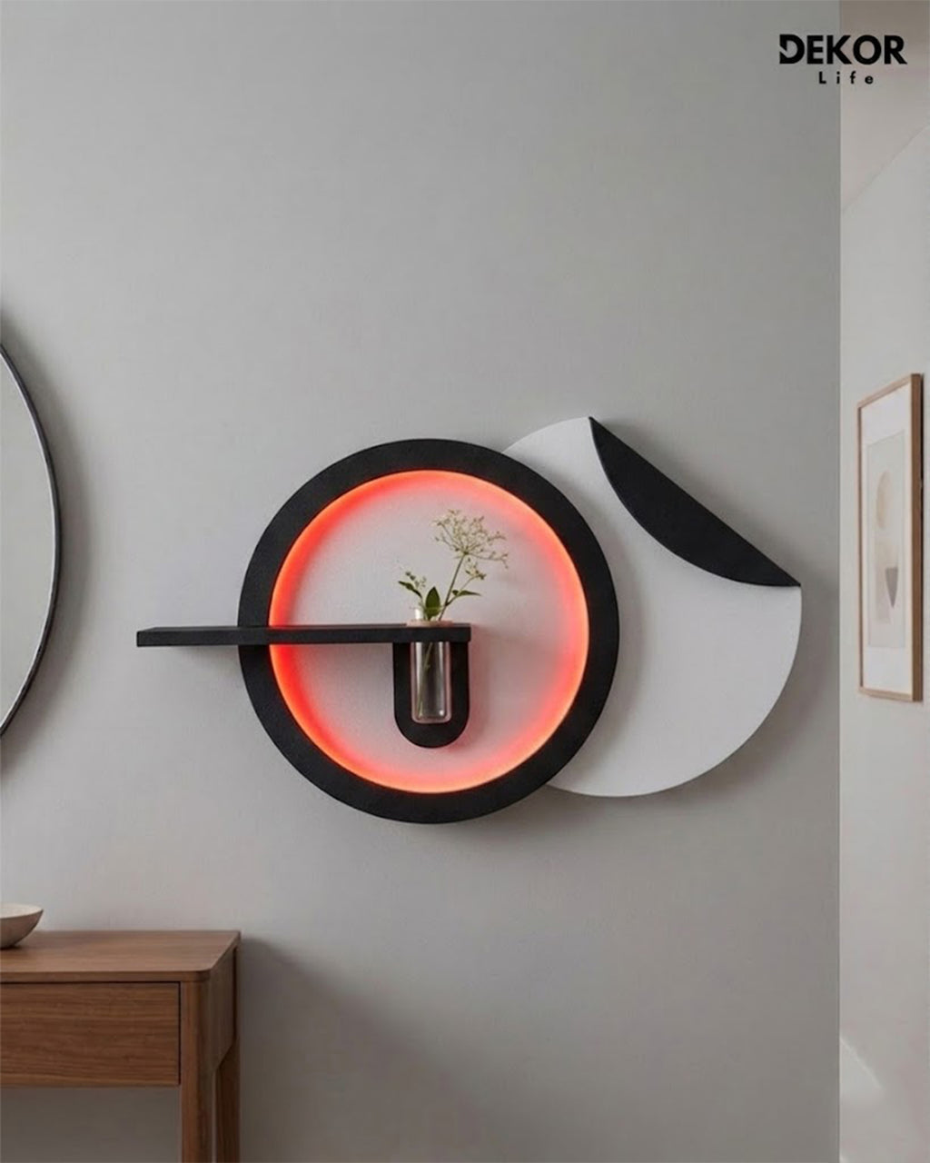 50×85 CM Oval Modern Ledli Duvar Tablosu | Dekoratif Panel | Gizli Aydınlatmalı | Pütürlü Doku
