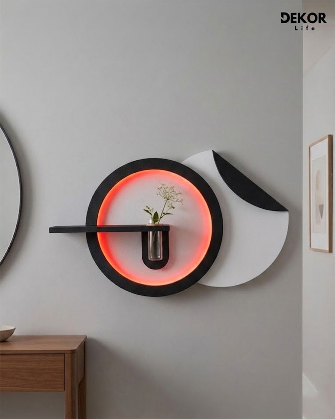 50×85 CM Oval Modern Ledli Duvar Tablosu | Dekoratif Panel | Gizli Aydınlatmalı | Pütürlü Doku