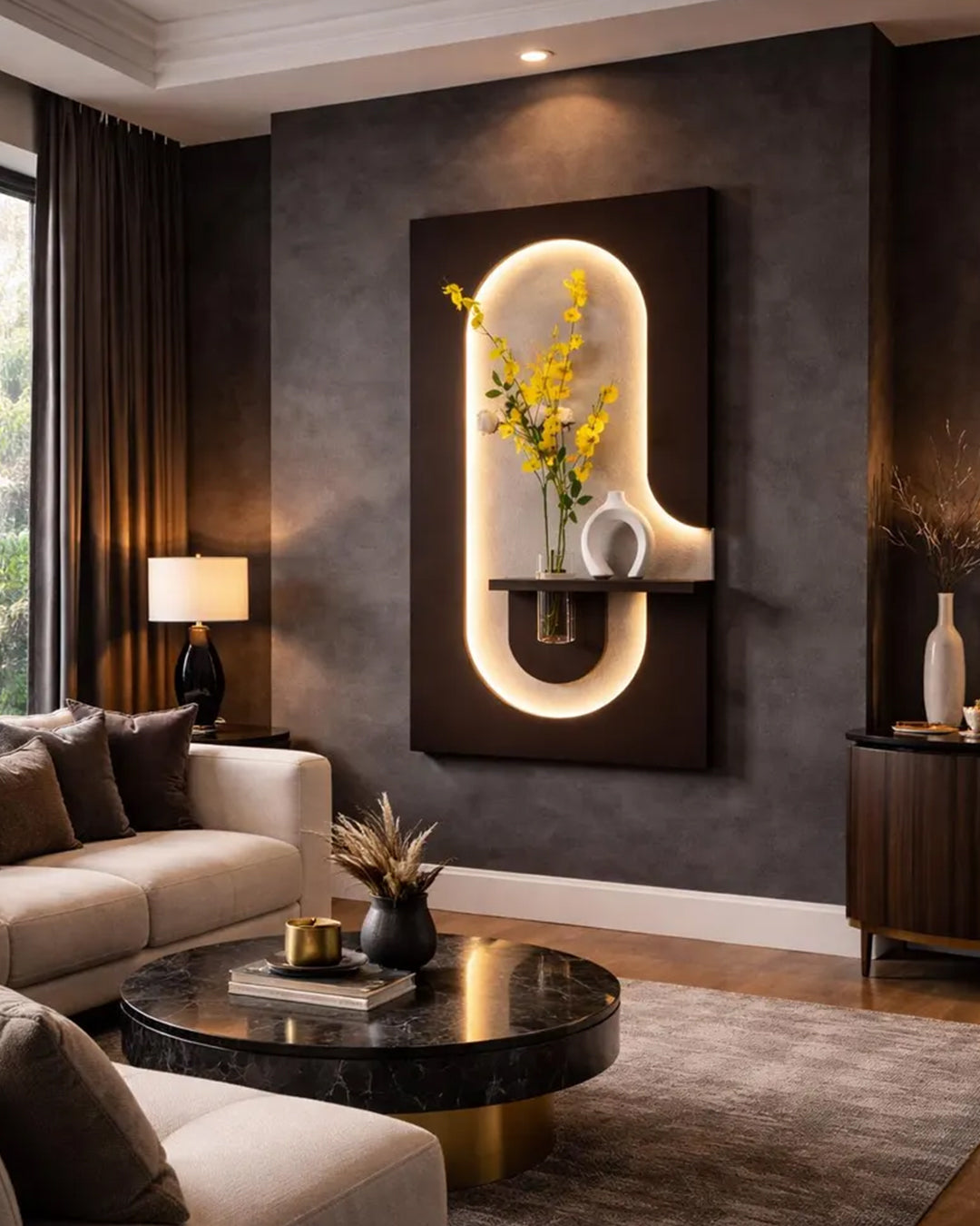 Pilli LED’li İskandinav Tarzı Dekoratif Duvar Tablosu 40x70 cm Pütürlü Doku