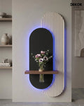 40×90 CM Oval Modern Ledli Duvar Tablosu | Dekoratif Panel | Gizli Aydınlatmalı | Pütürlü Doku