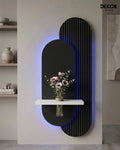 40×90 CM Oval Modern Ledli Duvar Tablosu | Dekoratif Panel | Gizli Aydınlatmalı | Pütürlü Doku