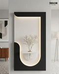 50×90 CM Oval Modern Ledli Duvar Tablosu | Dekoratif Panel | Gizli Aydınlatmalı | Pütürlü Doku