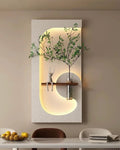 Pilli LED’li İskandinav Tarzı Dekoratif Duvar Tablosu 40x70 cm Pütürlü Doku