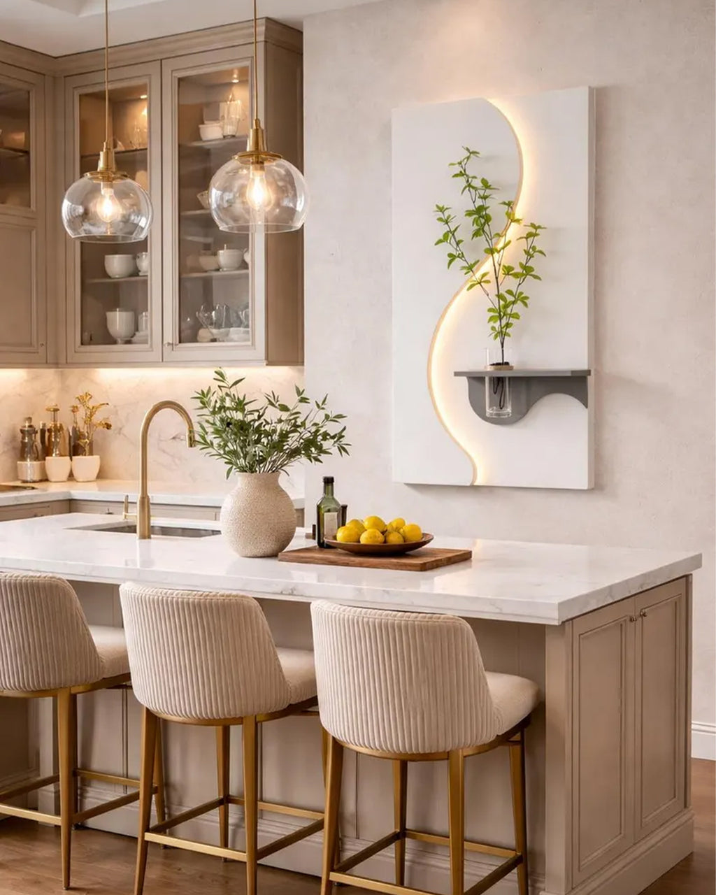 Pilli LED’li İskandinav Tarzı Dekoratif Duvar Tablosu 40x70 cm Pütürlü Doku