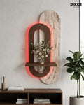 40×90 CM Oval Modern Ledli Duvar Tablosu | Dekoratif Panel | Gizli Aydınlatmalı | Pütürlü Doku