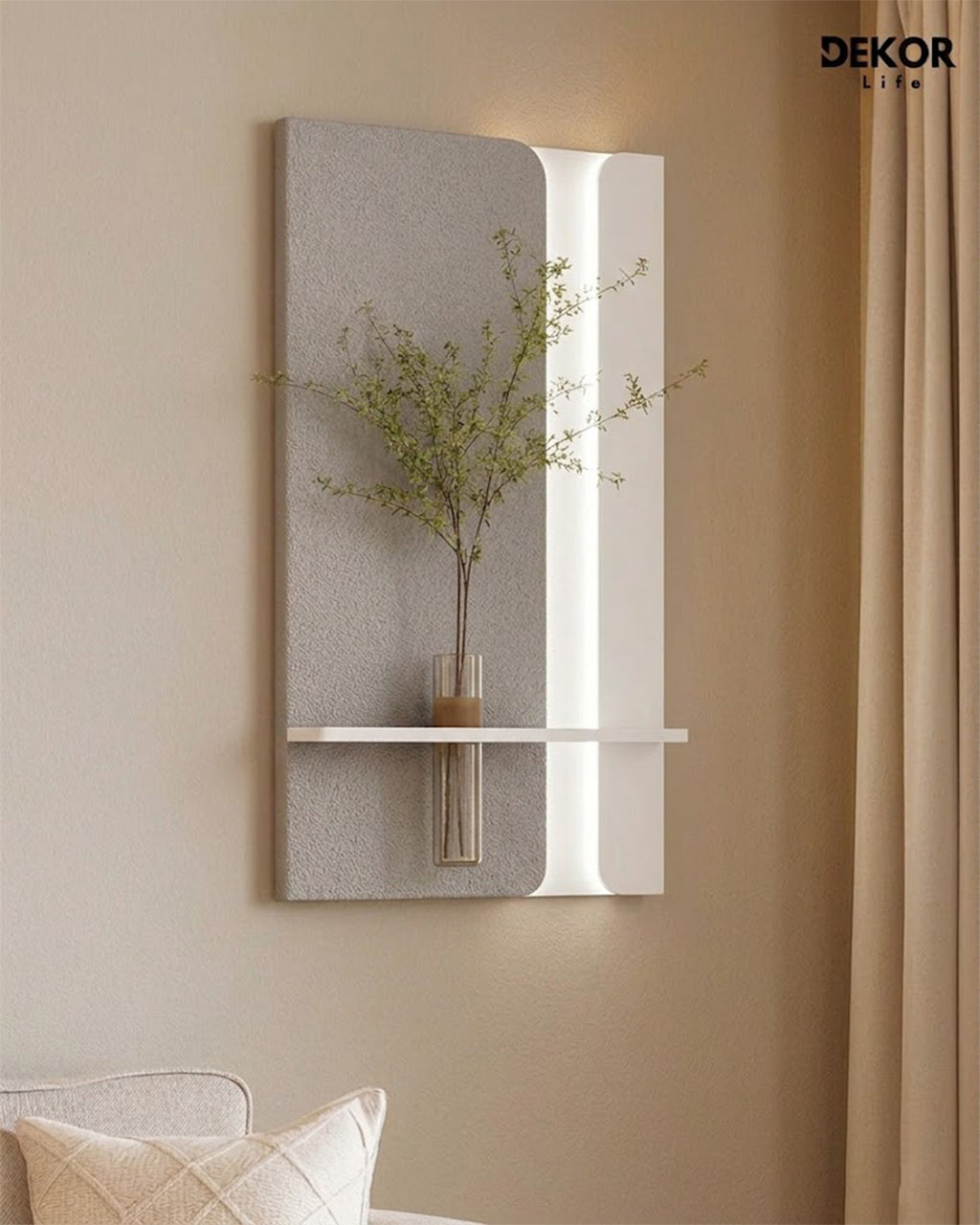 50×90 CM Oval Modern Ledli Duvar Tablosu | Dekoratif Panel | Gizli Aydınlatmalı | Pütürlü Doku