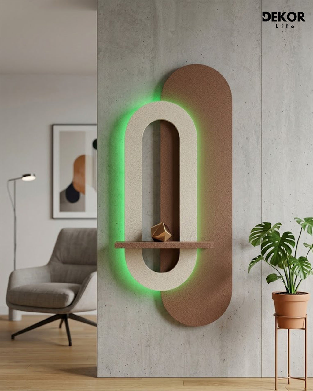 40×90 CM Oval Modern Ledli Duvar Tablosu | Dekoratif Panel   Gizli Aydınlatmalı | Pütürlü Doku