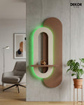 40×90 CM Oval Modern Ledli Duvar Tablosu | Dekoratif Panel   Gizli Aydınlatmalı | Pütürlü Doku