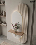 40×90 CM Oval Modern Ledli Duvar Tablosu | Dekoratif Panel | Gizli Aydınlatmalı | Pütürlü Doku
