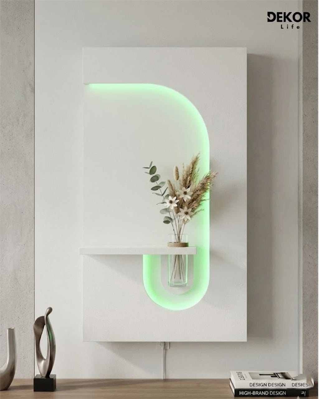 50×90 CM Oval Modern Ledli Duvar Tablosu | Dekoratif Panel | Gizli Aydınlatmalı | Pütürlü Doku