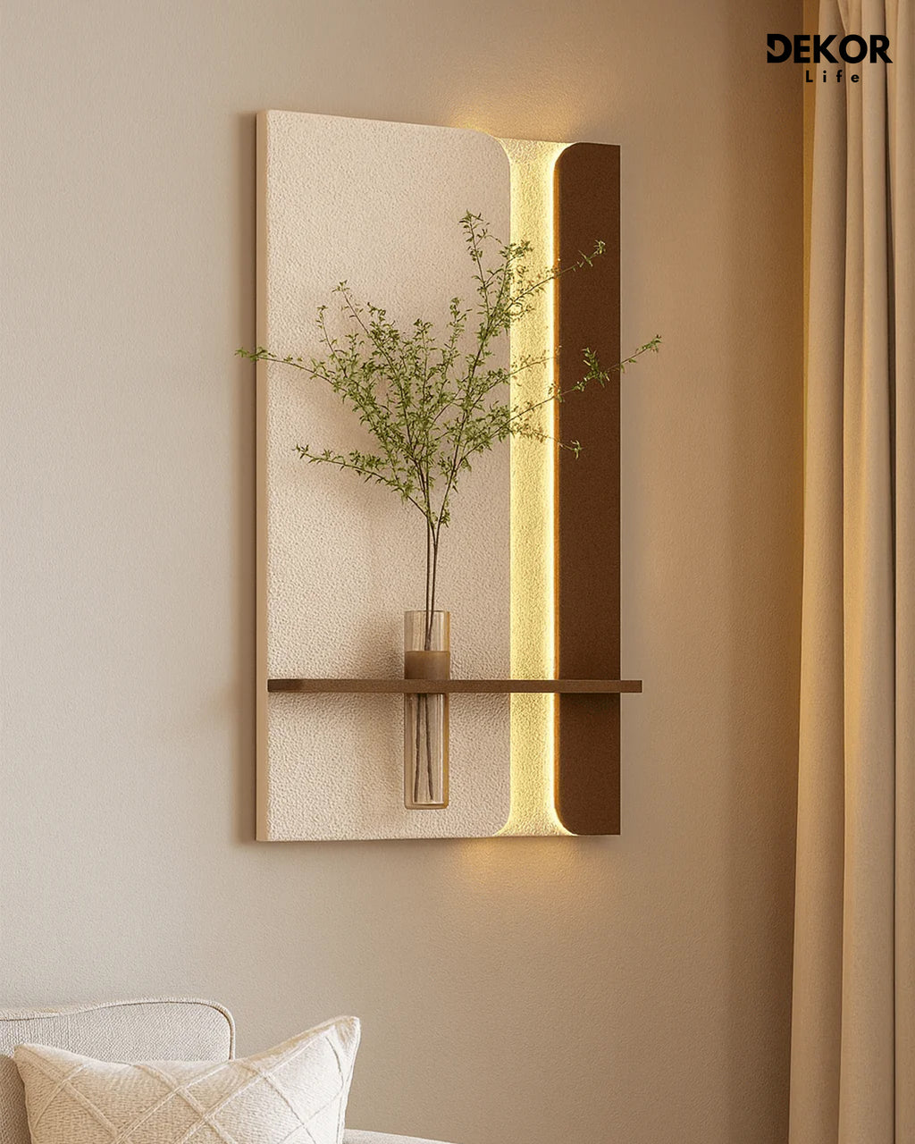 50×90 CM Oval Modern Ledli Duvar Tablosu | Dekoratif Panel | Gizli Aydınlatmalı| Pütürlü Doku
