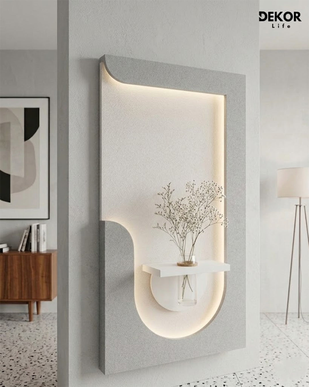 50×90 CM Oval Modern Ledli Duvar Tablosu | Dekoratif Panel | Gizli Aydınlatmalı |  Pütürlü Doku