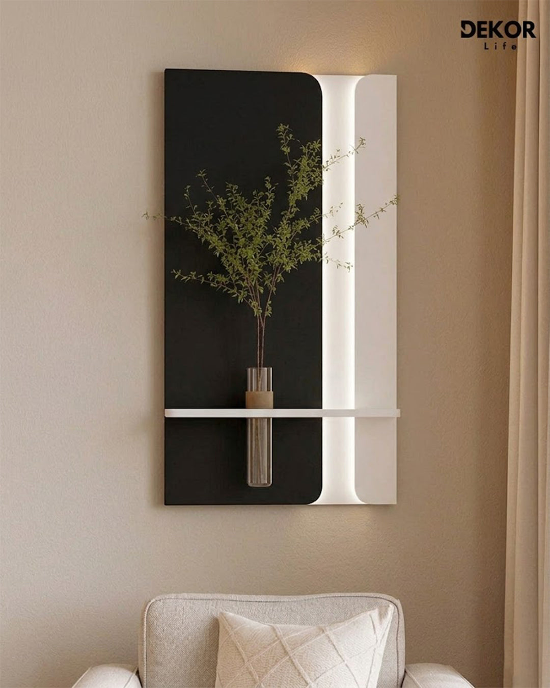 50×90 CM Oval Modern Ledli Duvar Tablosu | Dekoratif Panel | Gizli Aydınlatmalı | Pütürlü Doku